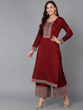 Women Silk Blend Embroidered Kurta Palazzos-PKSKD1860